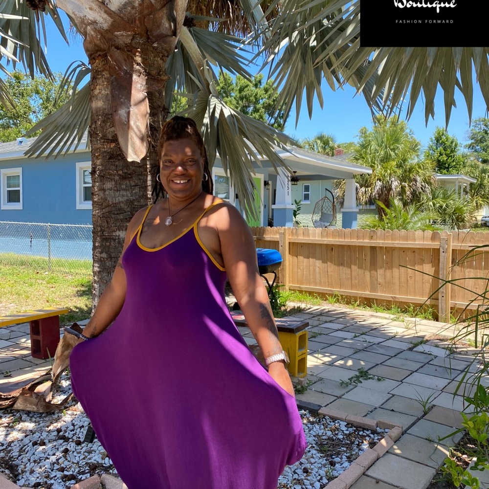 Purple Color Block  Maxi Dress